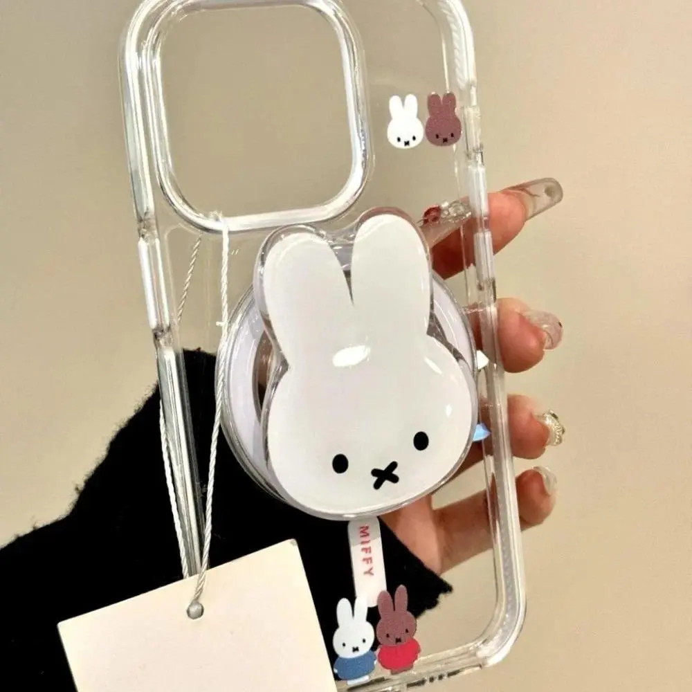 Kawaii Miffy Cute Magnetic Bracket Magsafe Folding Telescopic Portable Phone Holder Decoration Gift Toy for Girl
