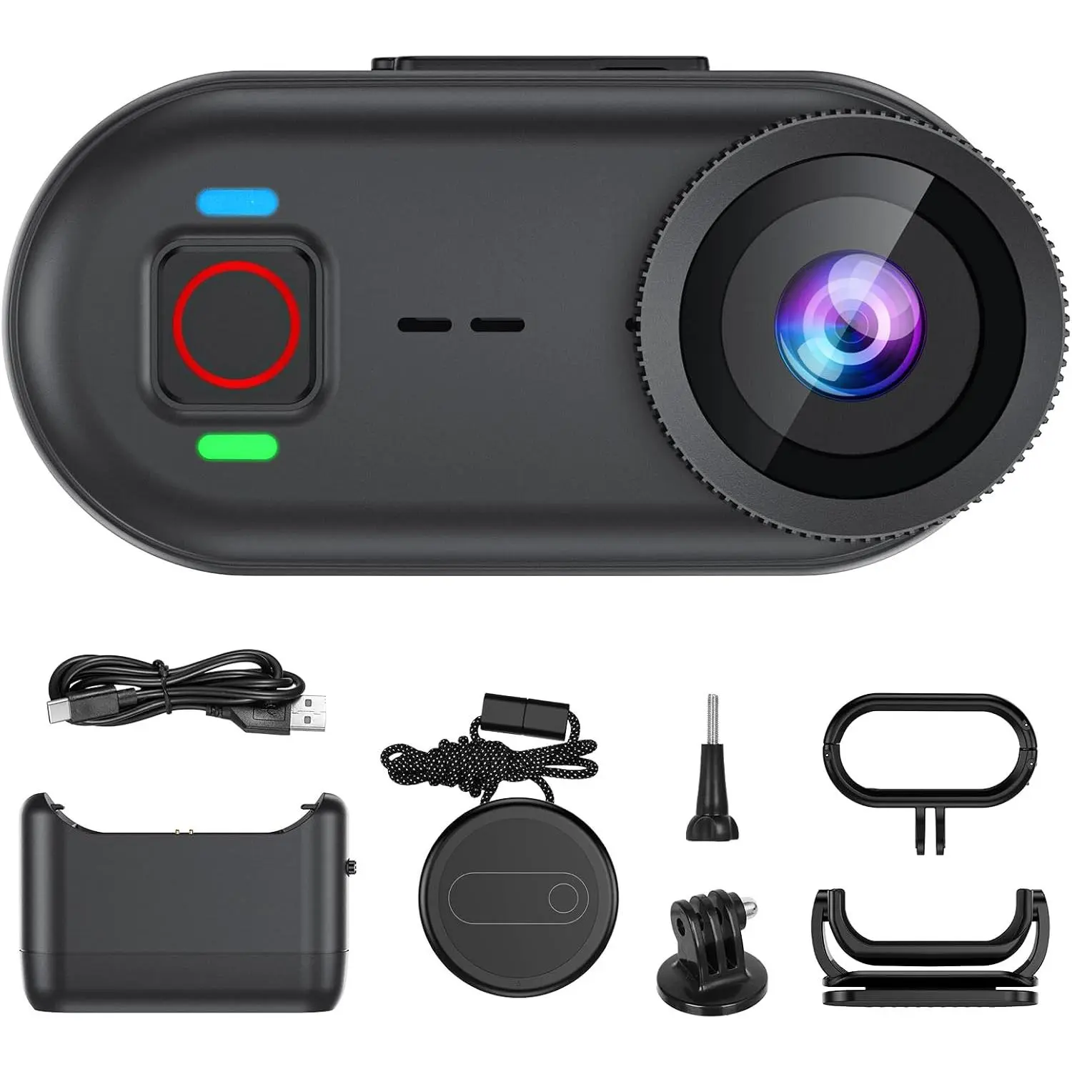 4K WiFi Mini Action Camera, 64GB Thumb  Camera Portable POV Cam Wearable 150? Hands-Free Recording POV Camera, EIS Stabilization, 33Ft , Mount Anywhere for  Cycling, , Vlogging