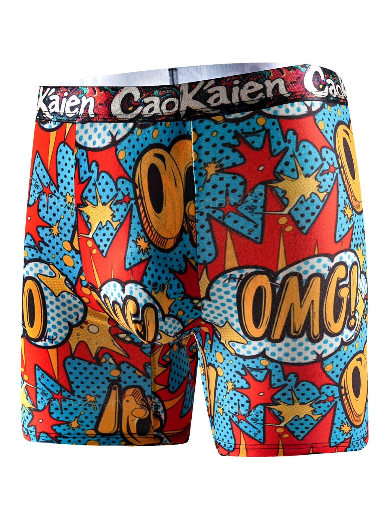 Men's All Over Print Boxer Brief, Breathable Comfy Underwear for Daily Wear, Casual Men's Underwear for All Seasons