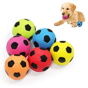 6 Pack 2'' Latex Squeaky Dog Soccer Football Balls, Vibrant Colors Soft Dog Chew Fetch Throw Toys, Interactive Pet Toys for Puppy Small Medium Dogs