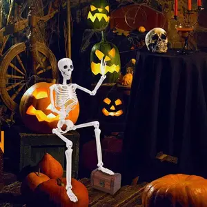 1pc Skeleton Prop 90cm, Full Joint Movement Escape Room Props, Halloween Hanging Ghost Light-Up Skeleton, Perfect for Horror Decorations