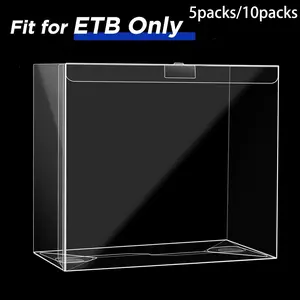 5 Pack/10 Pack TOOUEE Clear Plastic PKMN ETB Box Protector Case  - ETB Box PET Case Display Protectors - Compatible with English Modern PKMN Elite Trainer Box - 0.5mm Thick .Durable Storage Solution for Card Collectors.
