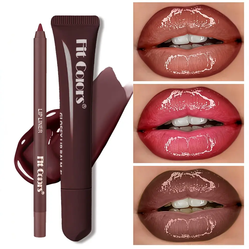 Fit Colors Matte Lip Liner & Moisturizing Lip Oil Set, Makeup, Natural Nude Looks, Long-Lasting High Shine Glossy, Moisture, Excellent Holiday Gift