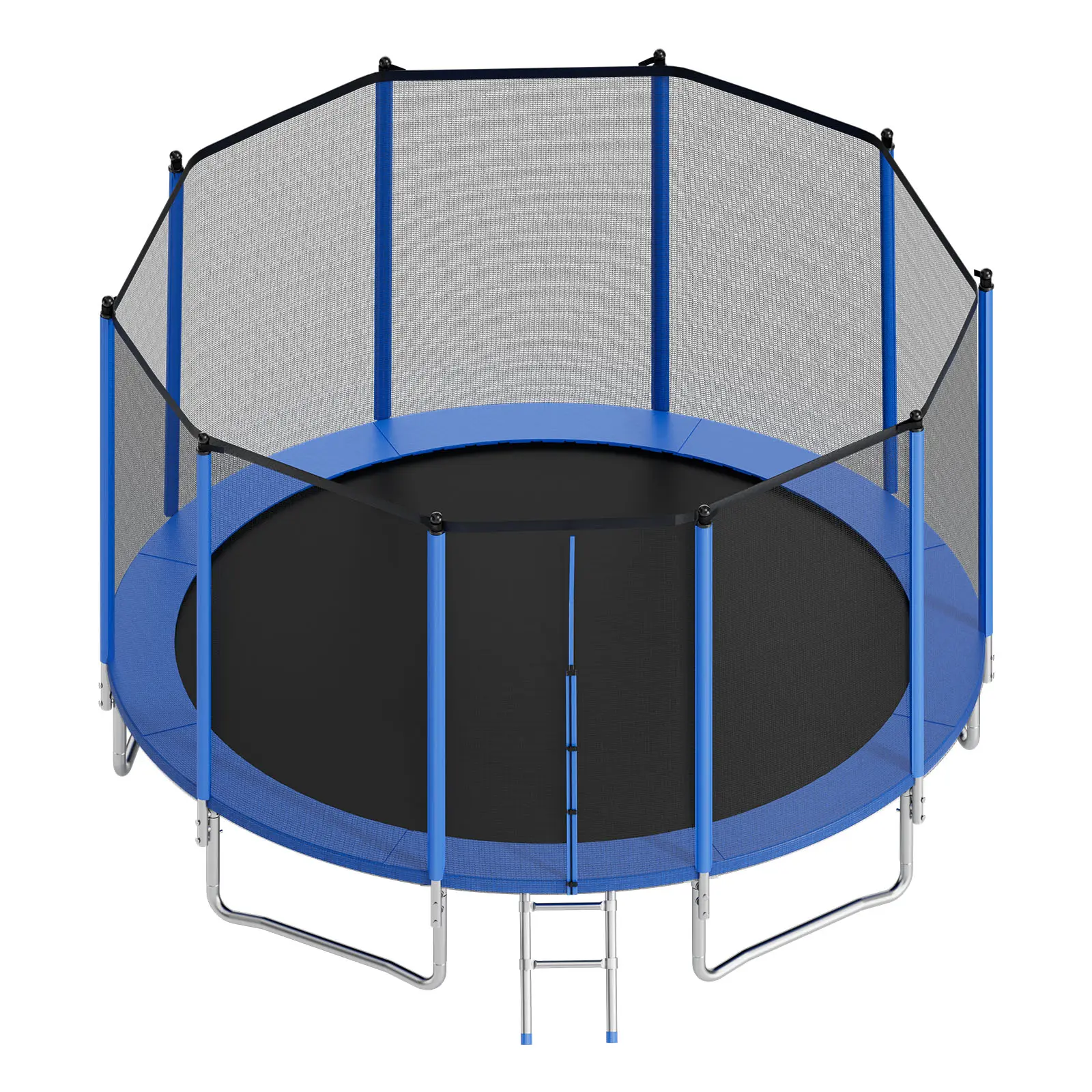 Outdoor Trampoline, Round Recreational Trampoline with Enclosure Net, 470 lbs / 213 kg Load Capacity, Sturdy & Durable, 15 ft Round Recreational Trampoline with Enclosure Net