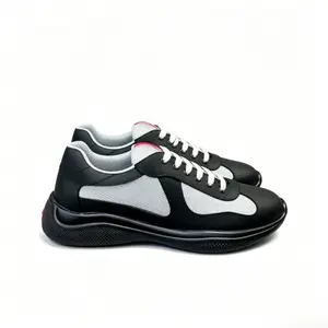 2026 new Black Grey Platform Casual Sneakers | Leather Mesh Construction, Cushioned Thick Sole & Anti-Slip Granular Rubber Outsole