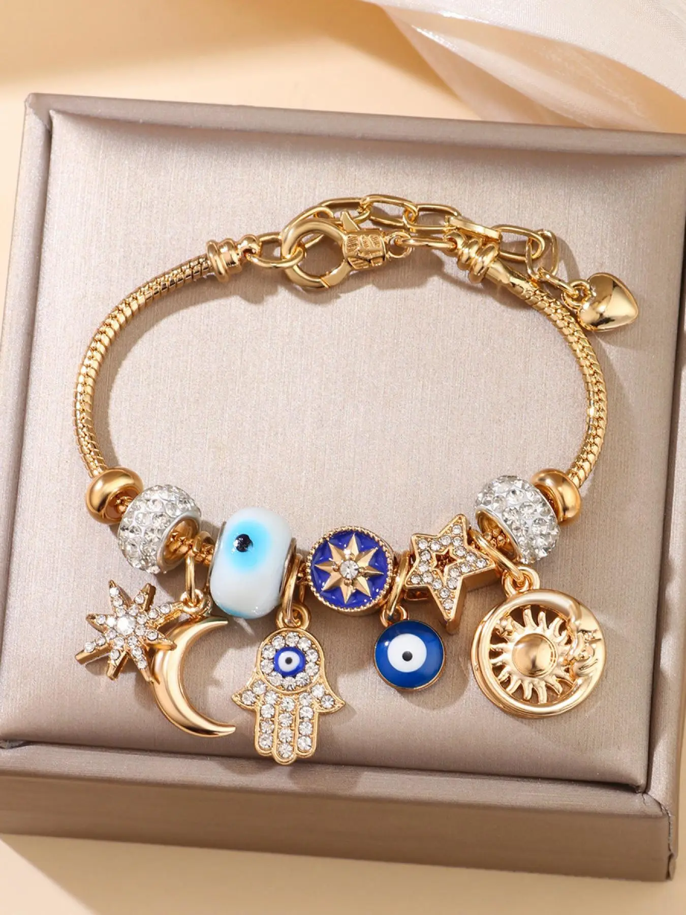 Non-Fading Multi-Layer Amulet Bracelet Hand Chain, Devil's Eye & Fatima's Hand, Boho Style, Perfect Gift for Friends, High-Quality Jewelry