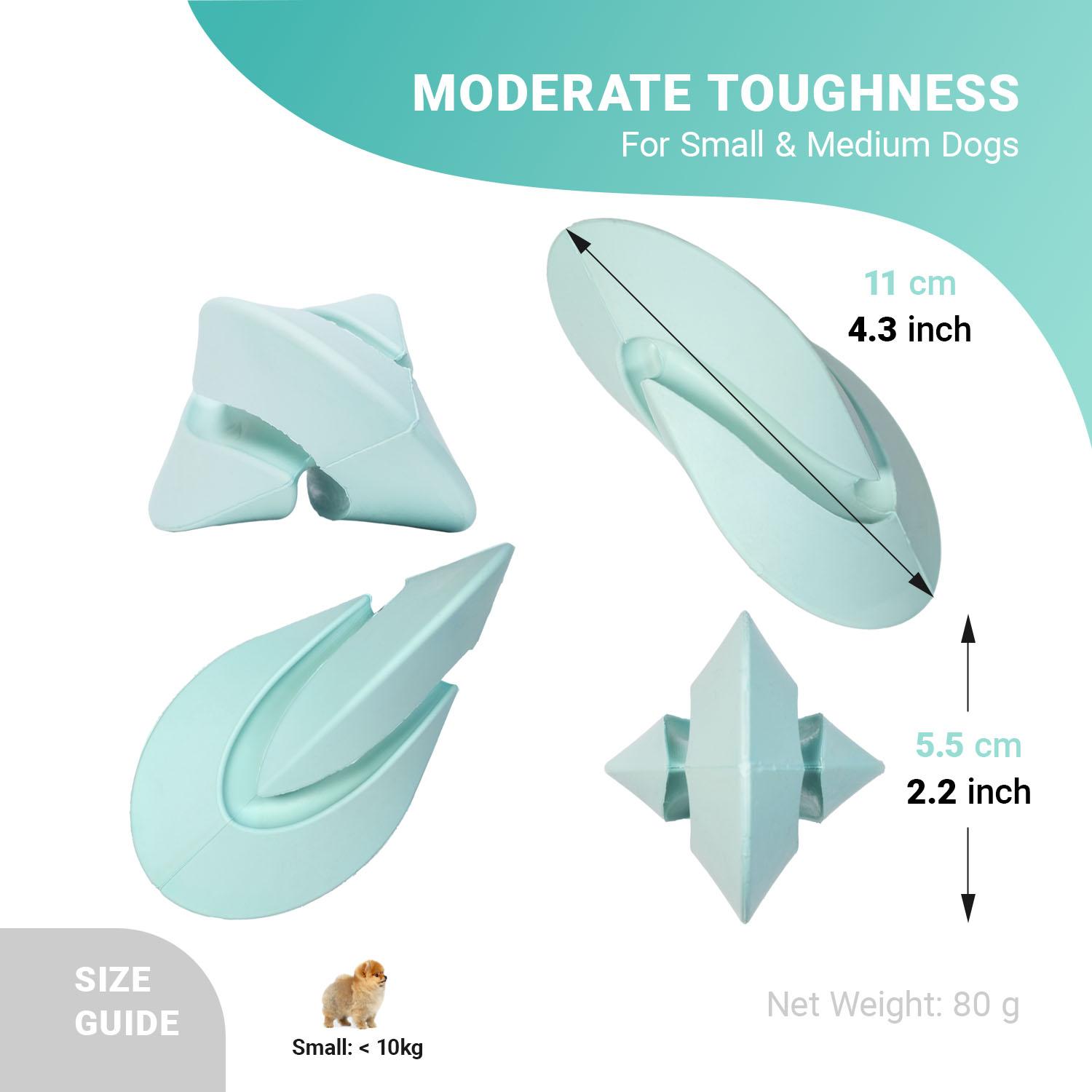 PetDreamHouse Chewtastic Geometrics GEO-DUO Mint Natural Rubber Dog Toy - Gentle Toughness Interactive Lick, Chew & Play Toy for Small Dogs