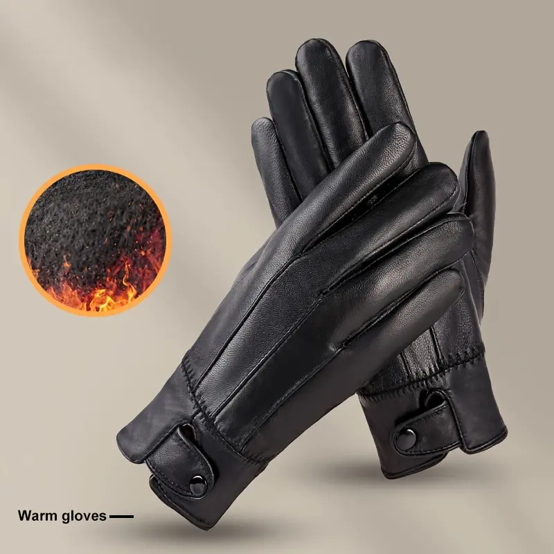 1pair Winter plush and thick warm sheepskin gloves for cycling and driving