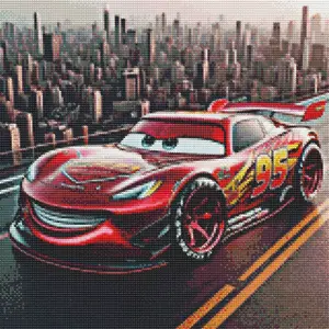 5D DIY Full Drill Round Diamond Painting - Diamond Pattern Design Diamond Art Kit Red Racing Car Mosaic, Canvas - DIY Wall Decor, Home Wall Decoration, Suitable for Halloween and Christmas, Birthday and Anniversary Gifts
