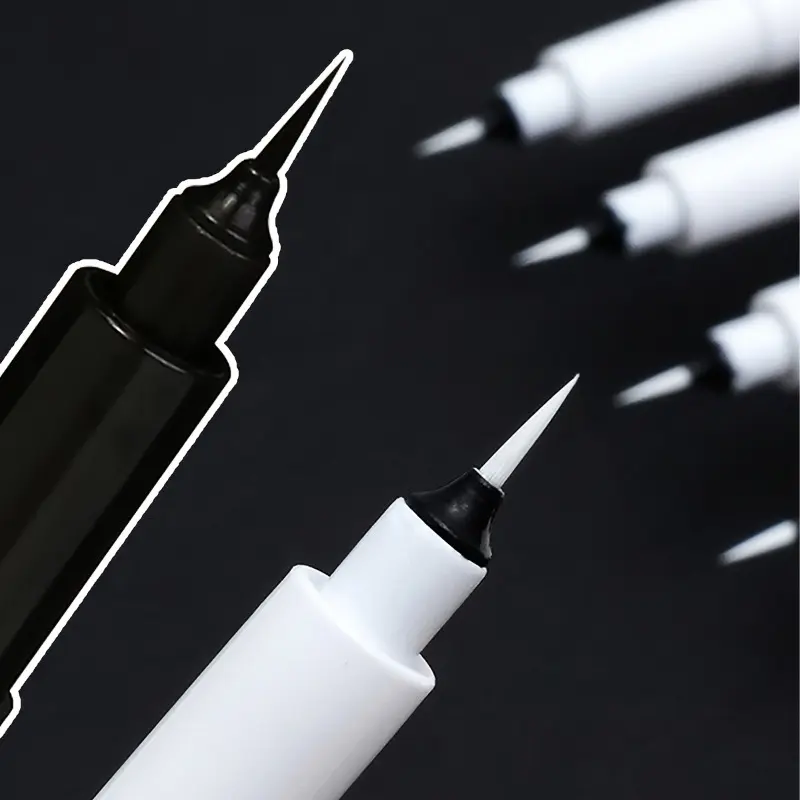 4pcs Black/White Ultra Fine Gel Pens, Soft Brush Head, Strong Coverage, Smooth Writing, Ideal for Sketching, Drawing, Graffiti, Art Stationery, Line Drawing Pen