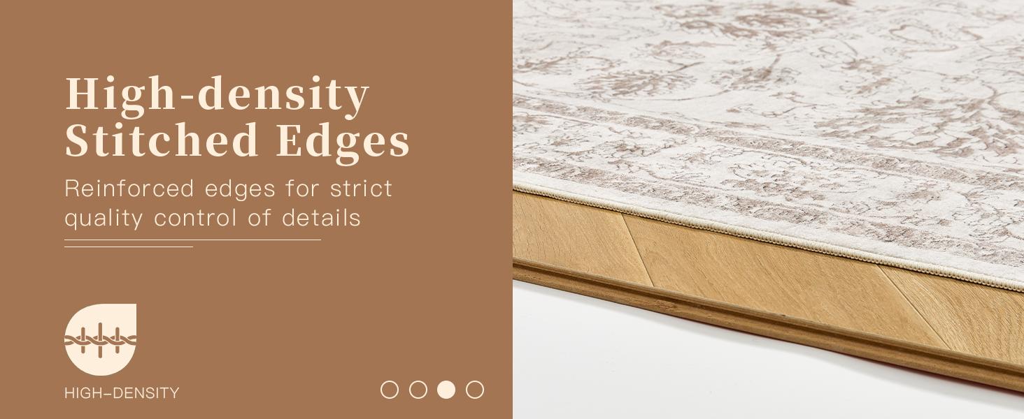 Washable 6x9 Area Rugs for Living Room, Vintage Natural Rug with Non-Slip Backing, Soft Stain Resistant Throw Rugs Thin Carpet for Bedroom Dining Room Farmhouse (6 x 9, Brown/Ivory)