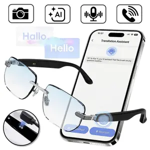 Smart Glasses, AI Bluetooth Open Ear Audio Glasses with Anti Blue Light, 130 Languages Real-Time Conversation Translation, Smart Touch Capture &  Voice Assistant for Travel, Work, Driving and Daily Use