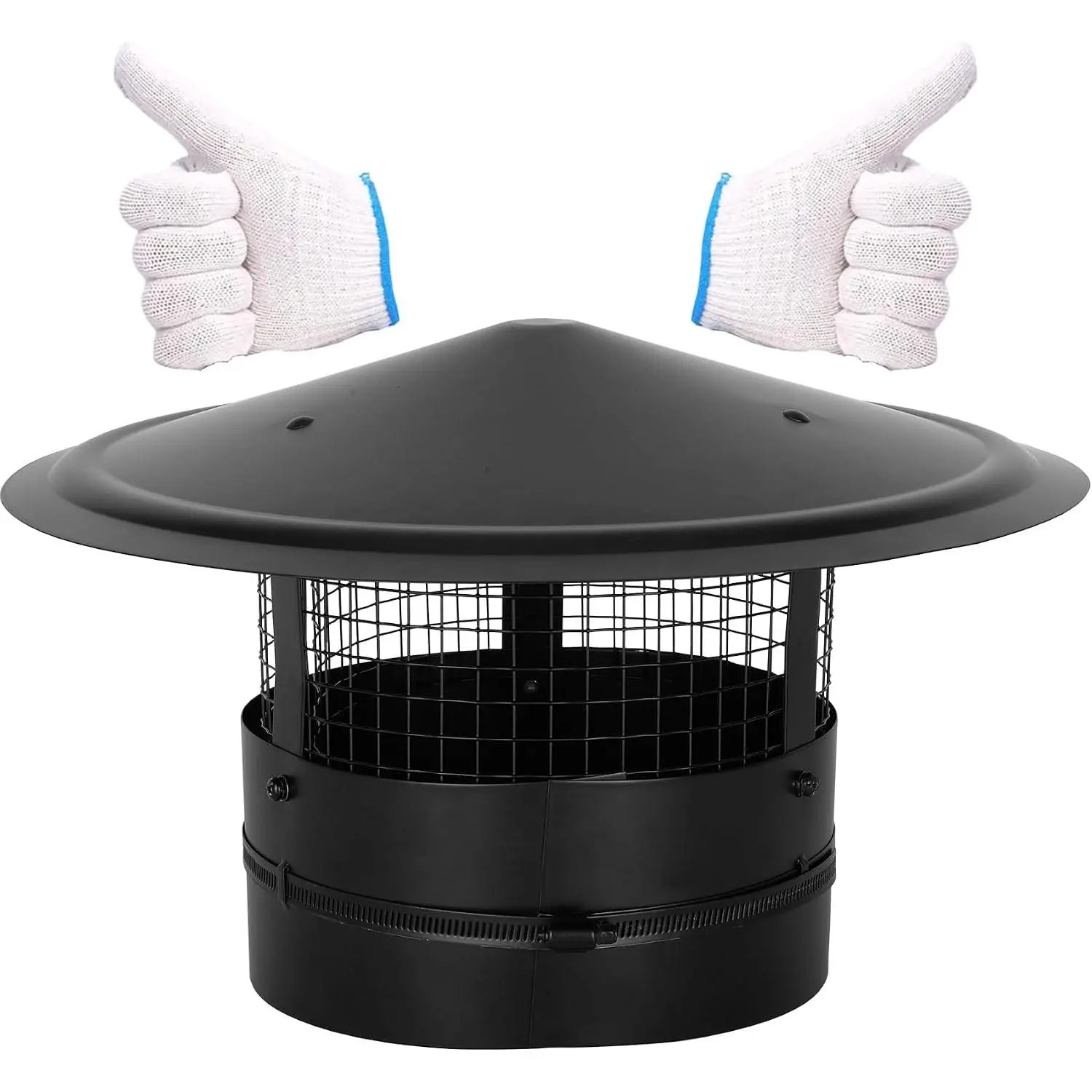 8Inch Chimney Cap,8 Inch Adjustable Stainless Steel Chimney Cap,304 Steel Round Rain Cover with Mesh Screen,Universal Cone Top Roof Cap for Wood/Oil Stove Vent,Weatherproof & Easy Installation