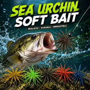 6PCS Sea Urchin Soft Fishing Lures – Ultra Realistic Slow Floating Baits for Bass, Trout, Crappie, Walleye & Panfish, Saltwater & Freshwater Soft Bait Kit, 6 Colors, Lifelike Urchin Design