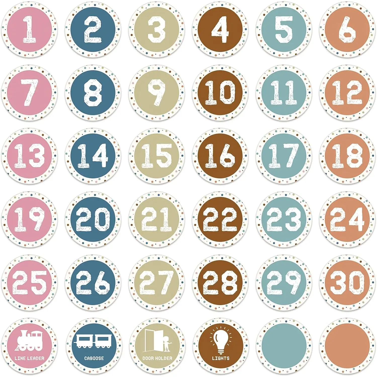 Classroom Numerical Labels - 36-Count Vinyl Dots for Floor Marking, 1-30 Number Stickers, Elementary Teacher School & Educational Supplies Decorations, Elementary Teachers