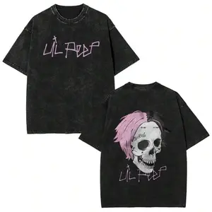 Washed Pure Cotton Oversized Crew Neck Short Sleeve Tee RIP YUNG BRUH Lil Tracy Lil Peep Yung Lean Meme Funny Retro Hip Hop Streetwear Breathable Casual Summer Top Ideal Rap Fan Holiday Birthday Gift Adult Men Women All Season Layering Outfit