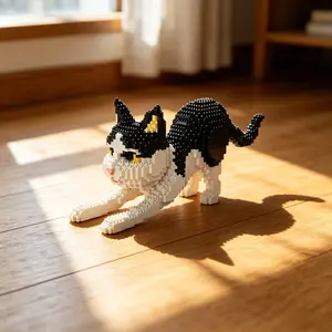 Cartoon Pet Cat Series Micro Mini Blocks, 3D Animal Puzzle Toy, DIY Decor, Lifelike Design, Perfect for Cat Lovers, Home Decoration, Birthday Gift