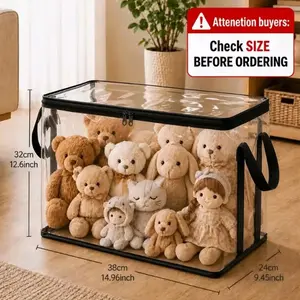 Clear Thick Plastic Heavy Duty Storage Box with Hinged Lid, Sturdy Durable Large-Capacity Bin, Bulk Storage Organizer Containers, Ideal for Home, Camping, Moving