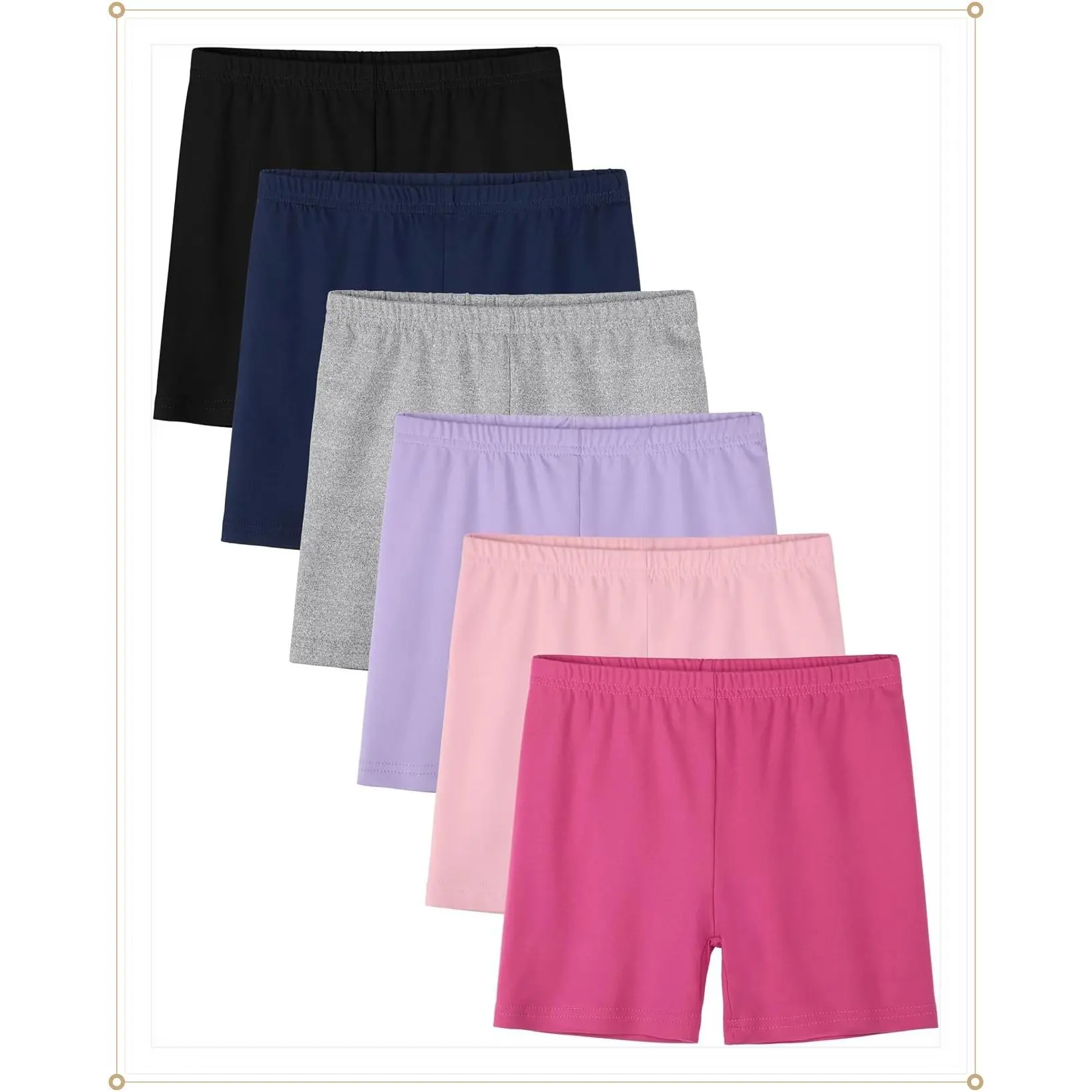 6 Pack Girls Bike Shorts Toddler Cartwheel Under Dress Shorts Dance Clothes | Toddler Kids Shorts,Soft Stretchy &Not See Through Fabric,Girls Summer Clothes,Multi-colorGift