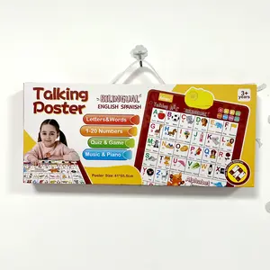 Children’s English–Spanish Alphabet Poster – Fun ABC Bilingual Learning and Number Charts Basic Vocabulary, Perfect for Early Education Language Learning Toys