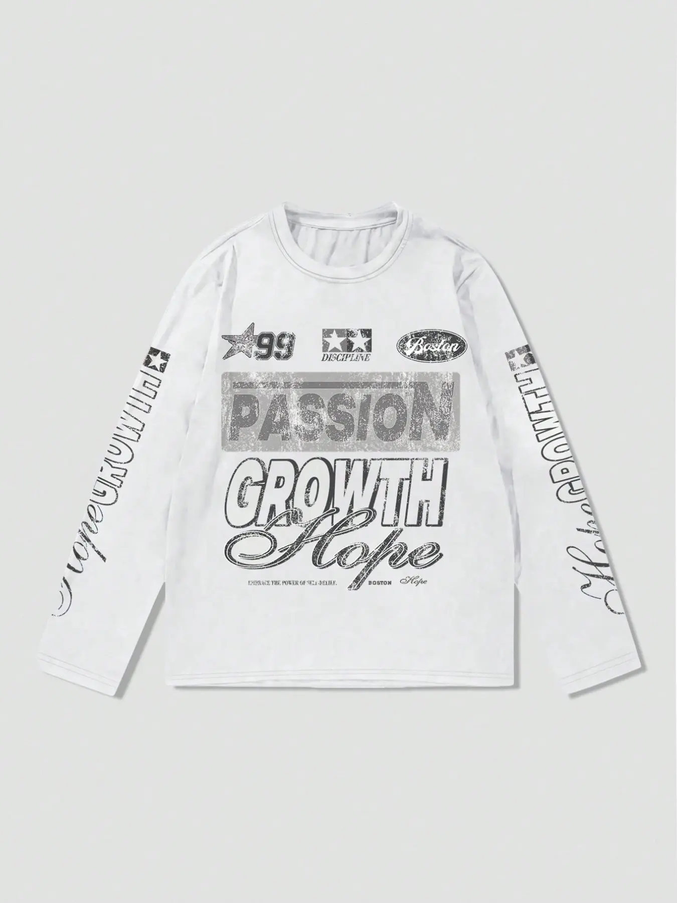 Men's Loose Fitted H-Type Long Sleeve T-Shirt, Vintage Streetwear with Letter Print, Y2K Style, Ideal for Skateboarding & Concerts