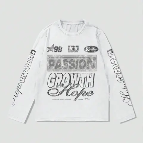 Men's Loose Fitted H-Type Long Sleeve T-Shirt, Vintage Streetwear with Letter Print, Y2K Style, Ideal for Skateboarding & Concerts, Casual Streetwear Essential