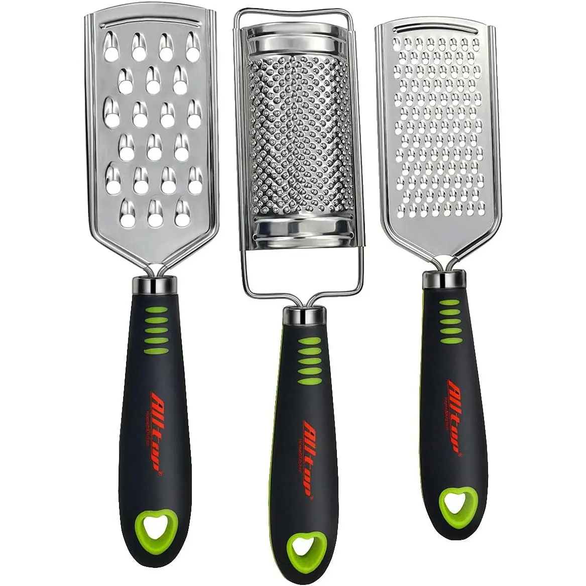 Graters for Cheese,Nutmeg,,Ginger and Garlic,Cirtrus,Hand-held Stainless Steel Zester for Kitchen - Pro Multi-purpose Gadgets,Set of 3 Grinders