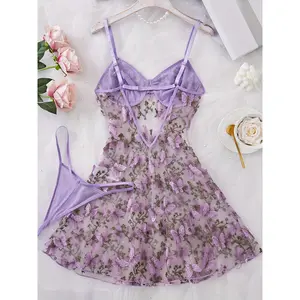 【Hot Women's Wear】Women's Sexy Butterfly / Embroidered Mesh / Patchwork Camisole Dress Set