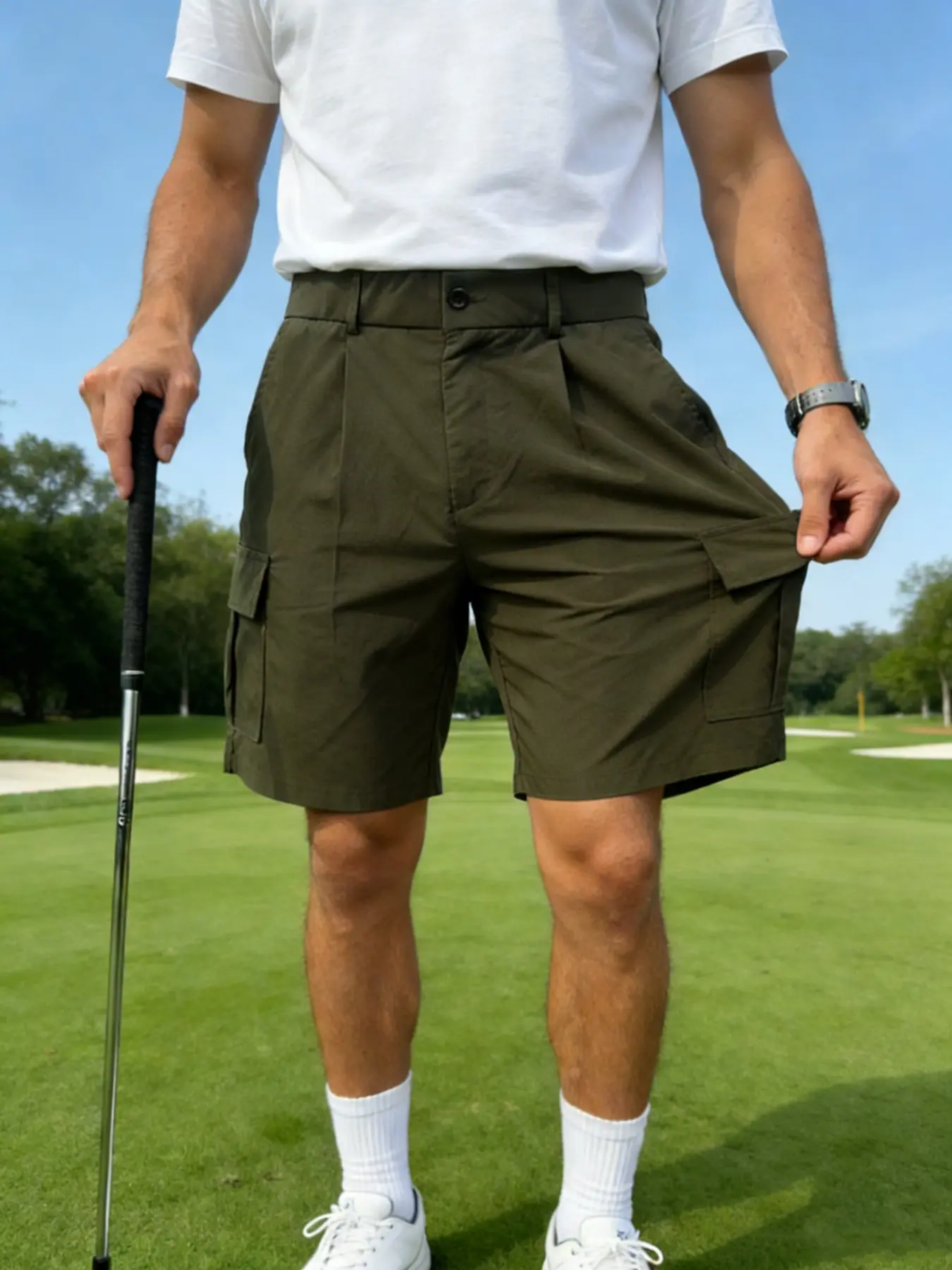Men's Workwear Golf Shorts, Casual Five-Pocket Design, Ideal for Golfing, Daily Commute, Outdoor Activities, Light Business Wear, Lightweight Breathable Shorts, Outdoor Sports Shorts
