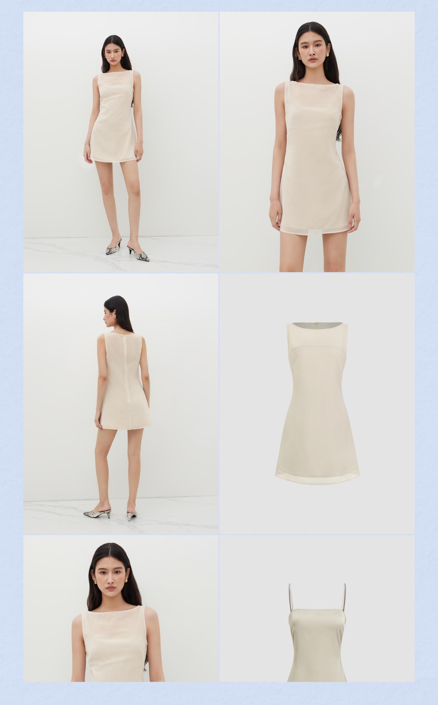 Cider See-through Mini Dress & Solid Cami Mini Dress