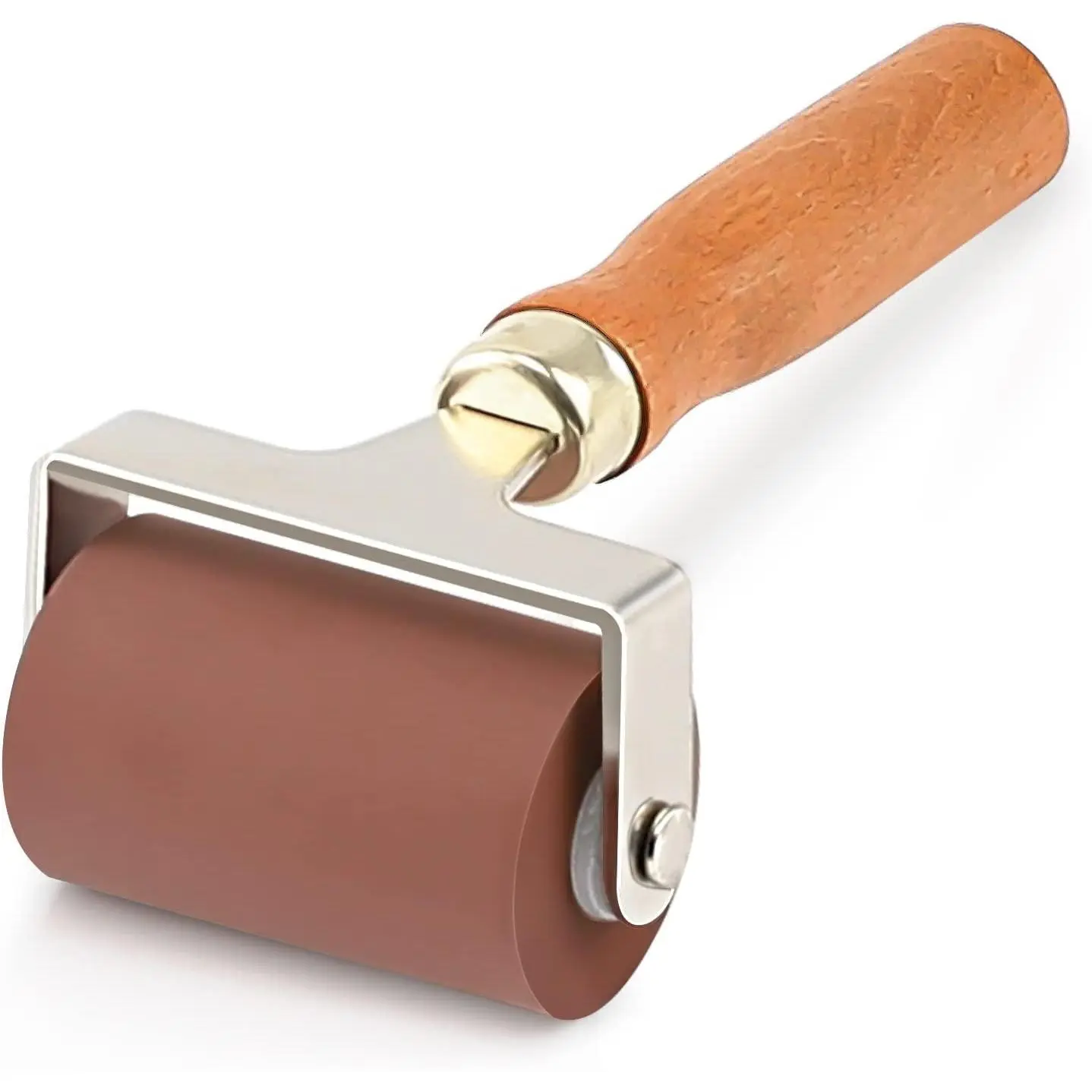 Soft Rubber Roller, Multifunctional Practical Brayer Tool(2.5-Inch, Brown)