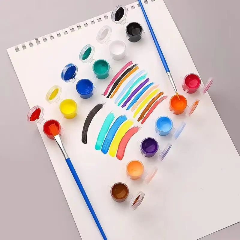 12 Colors Paint Set 2ML Tubes with 2 Brushes, Colorful Art Supplies for Artists, Students, Beginner Painting Kit, Creative Craft Tools