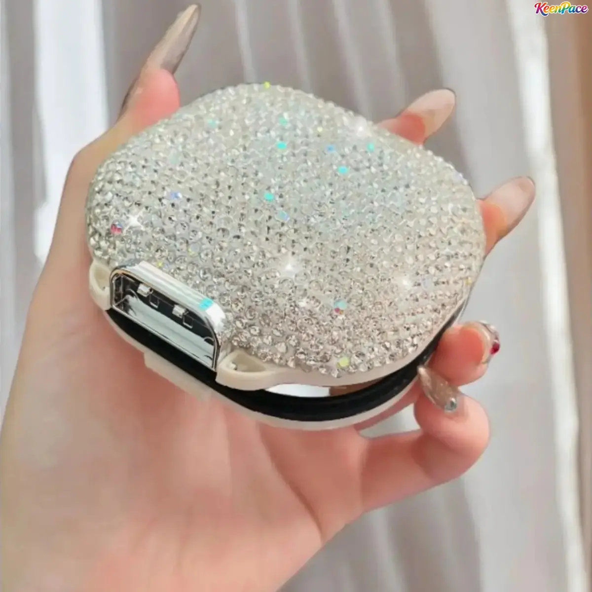 Luxury Diamond Encrusted Portable Weekly Pill Organizer, Starry 7 Independent Secret Compartments Waterproof Mini Shell Medicine Storage Case, Chic Travel Daily Supplement Container For Outdoor Trip Business Vacation Daily Health Care