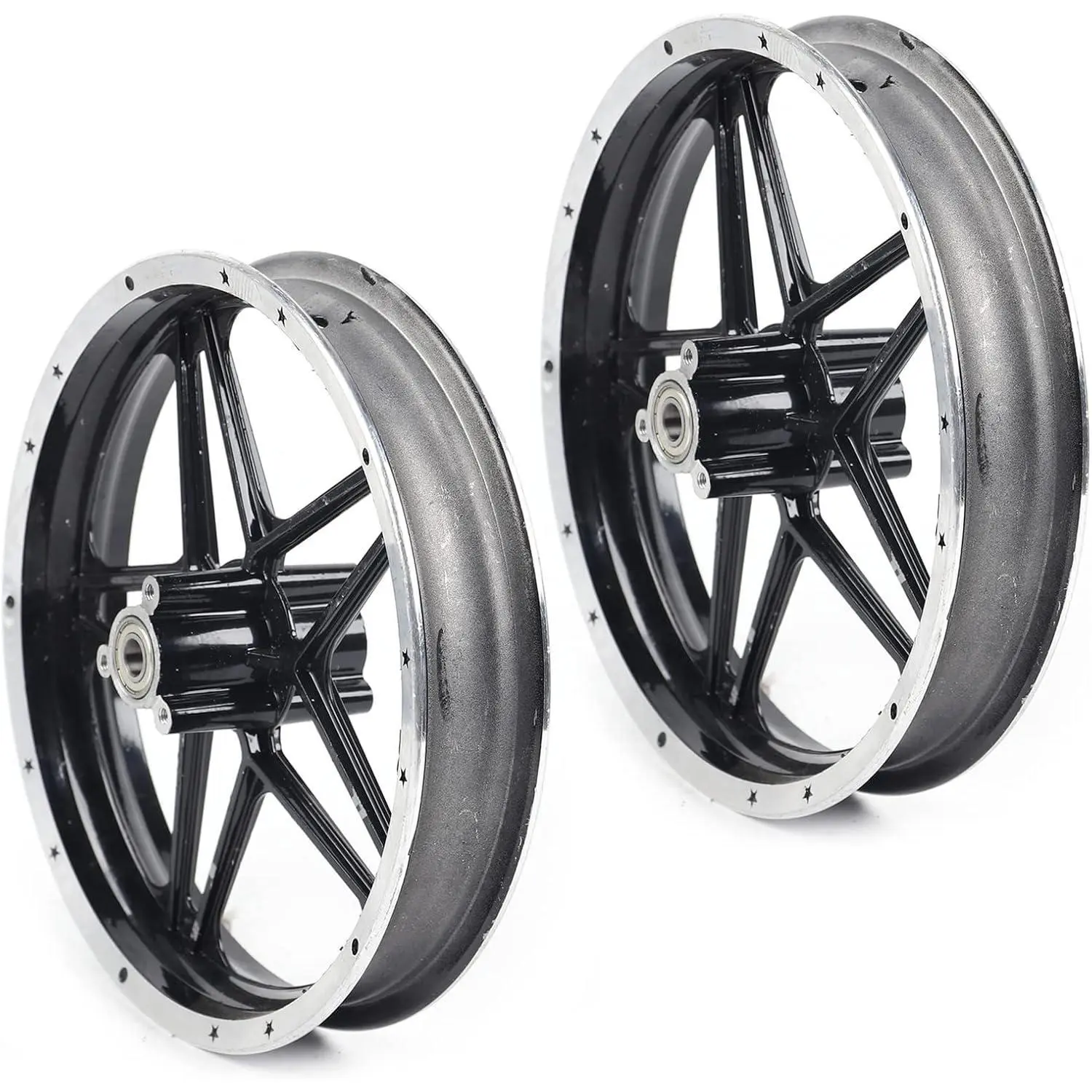 2.50-10'' Tire Rim Wheel Front Rear Wheel Rims for Mini Pocket Bike E-bike 49-50cc Dirt Bike Aluminum Wheel Tire Rim Hub, Black (Front+Rear)