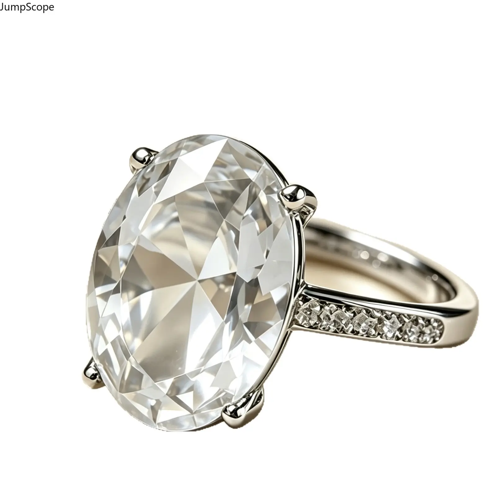 Women's Solitaire Engagement Ring, Oversized Oval Brilliant Cut with a Split Band, Steel and MDF for Formal Wear, Wedding, Female, Proposal Gift, Mdf+Steel