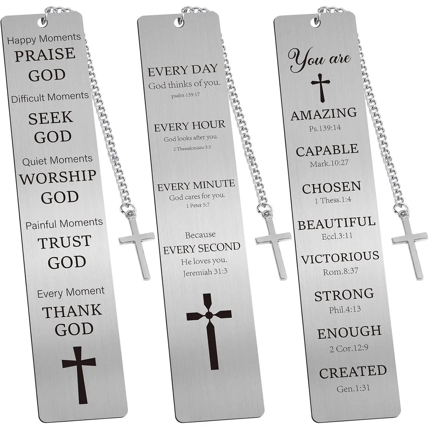Christian Metal Bookmarks Gifts - 3 count  Verse Inspirational Book Marks Religious Scripture  Page Markers for Reading Women Lovers  Bookish Student Teacher School Accessories