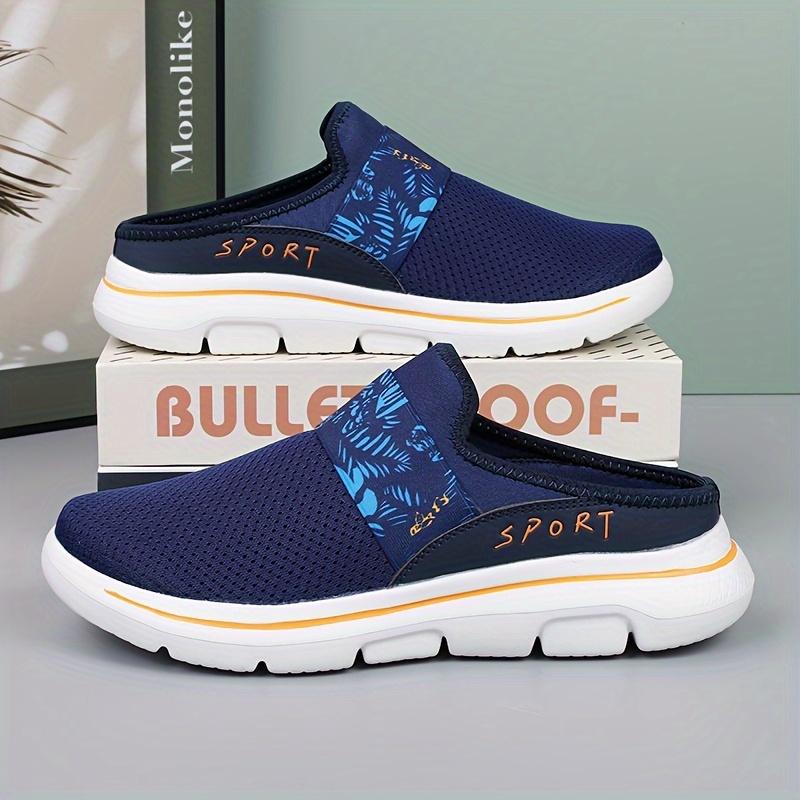 Breathable Upper Mules --On, EVA Sole, Sporty Design with Palm Leaf Pattern Strap - Comfortable Walking Shoes All