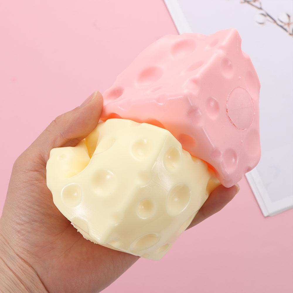 Shapeable Jumbo Cheese Cube Stress Ball Non-Bounce Anti-Stress Cheese Squeeze Fidget Toy Squishy Texture ASMR Sensory Stress Toy