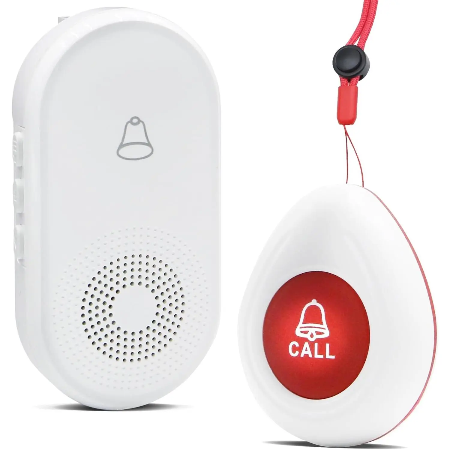 Wireless Caregiver Pager SOS Call Button for Elderly Monitoring 1000+ Feet Range, Emergency Alert System Call Bell for Nurse Patient Disabled, 1 Waterproof Transmitter and 1 Plugin Receiver