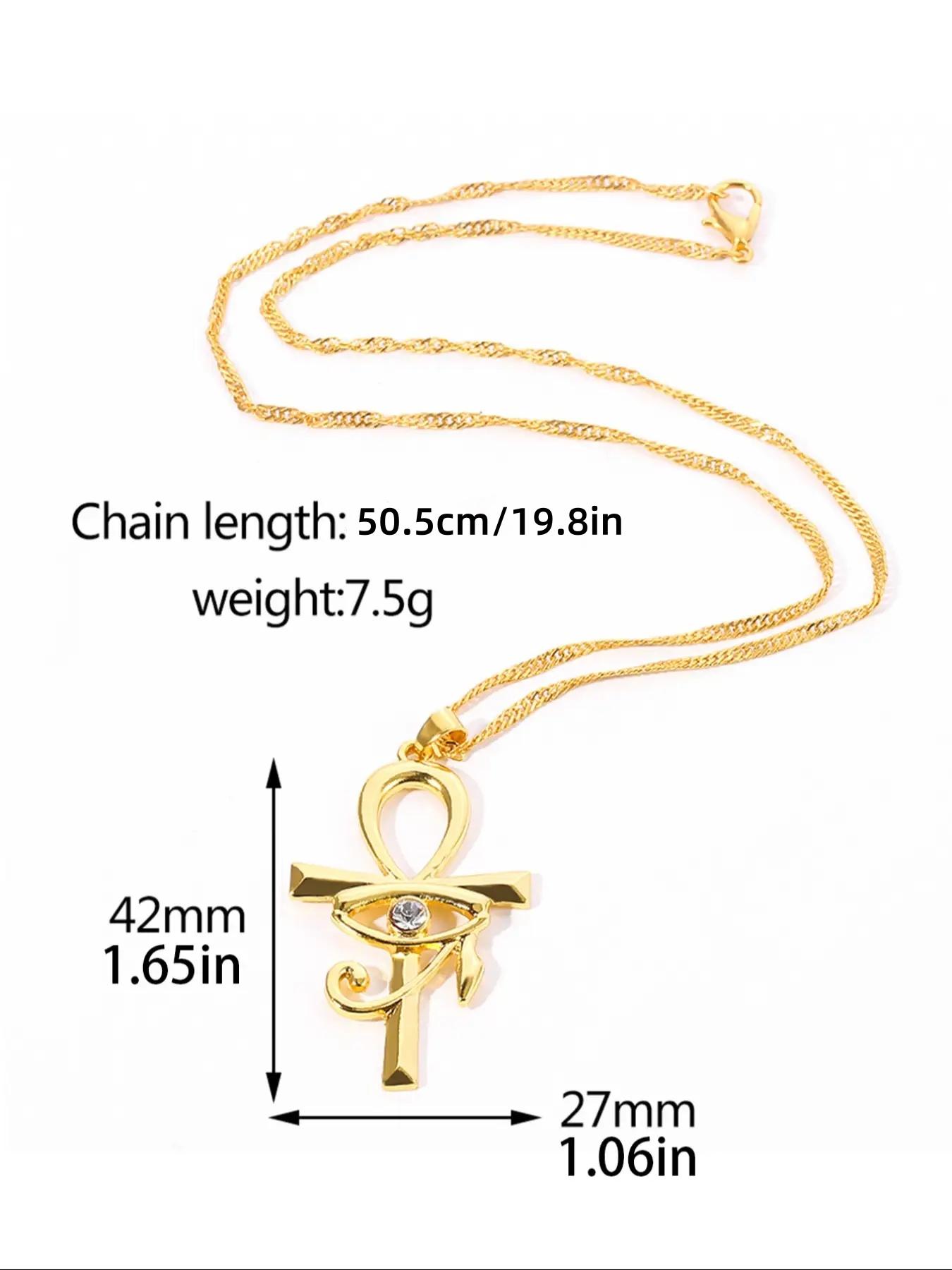 Rhinestone Decorated Cross Pendant Necklace for Women & Men, Eye Design Anniversary Necklace for Daily Wear, Trendy All-match Jewelry for Birthday Gift, Coptic Cross Necklace