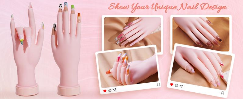 Nail Kit for Beginners with Everything: Practice Nail Hand Acrylic Set Professional Powder Liquid Starter Kits with Drill U/V Lamp in Cosmetic Gift Bag for Salon Home (Pink)