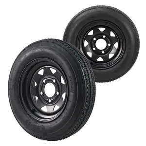 OP-4.80-12 Trailer Tires On Rims (2-Pack) - 4.80 12 Tire with 5 Lug On 4.5" Bolt Pattern - Load Range C 6PR - Black
