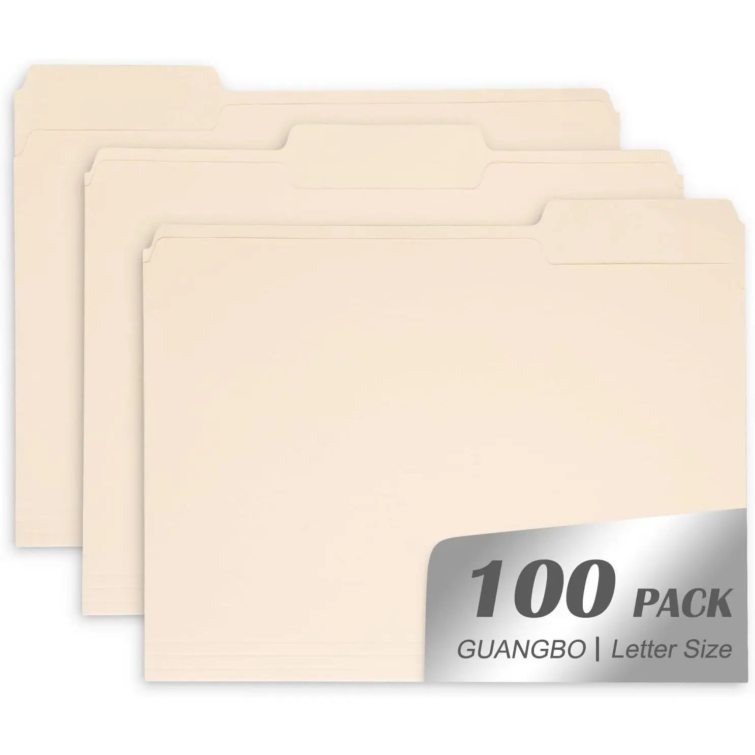 1/3-Cut Tab Letter Size File Folders with Tabs, 100 Count Per Box