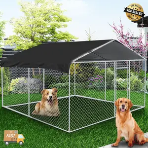 Outdoor Pet Dog Run House Kennel Shade Cage Enclosure w/ Cover Playpen 10x10 ft