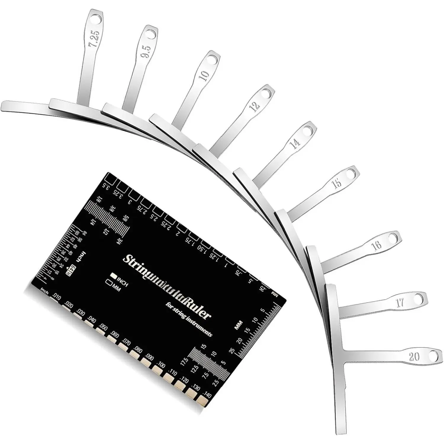 10 count Guitar Luthier Tools Include 9 count Understring Guitar Radius Gauge and 1 String Action Height Gauge Ruler, Measuring Setup Tool Kit for Guitar Bass