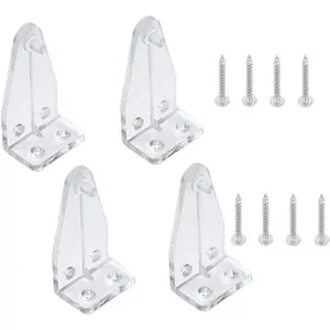 4Pcs Clear Plastic Hold Down Brackets for 2" Blinds Bottom Rail, Hold Clips with Installation Screws Included