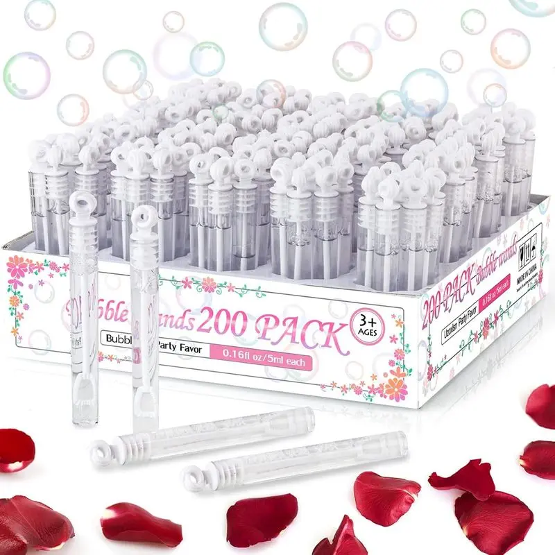 Unisex Classic Mini White Plastic Bubble Wands, 200-Pack Versatile Party Favors for Weddings & Kids, Festive Home & Party Supplies for Celebration