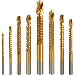 A Man's Tools Twist Drill Bits, 8Pcs Serrated Drill Bit Set, Titanium Coated HSS Sharp 3-10mm Serrated Side Cutting Drill Bit, Round Shank,Wood Drill bit, Hole Holesaw Tool for Plastic Metal Wood Hole