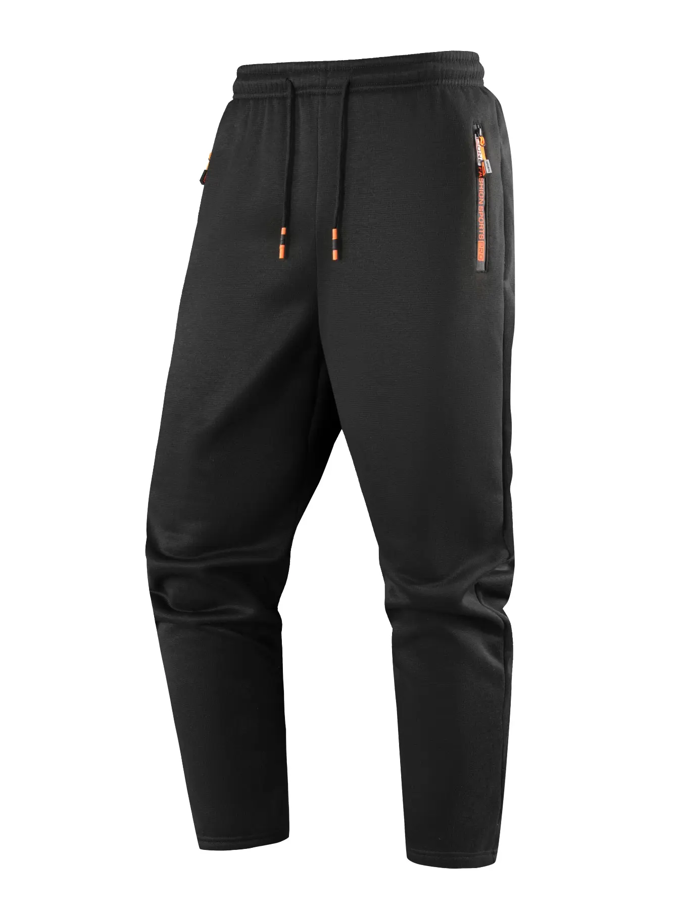 Fashionable Fall & Winter Fitted Trousers, Plain Color Drawstring Waist, Zipper Closure, Casual Streetwear, Unlined Long Pants