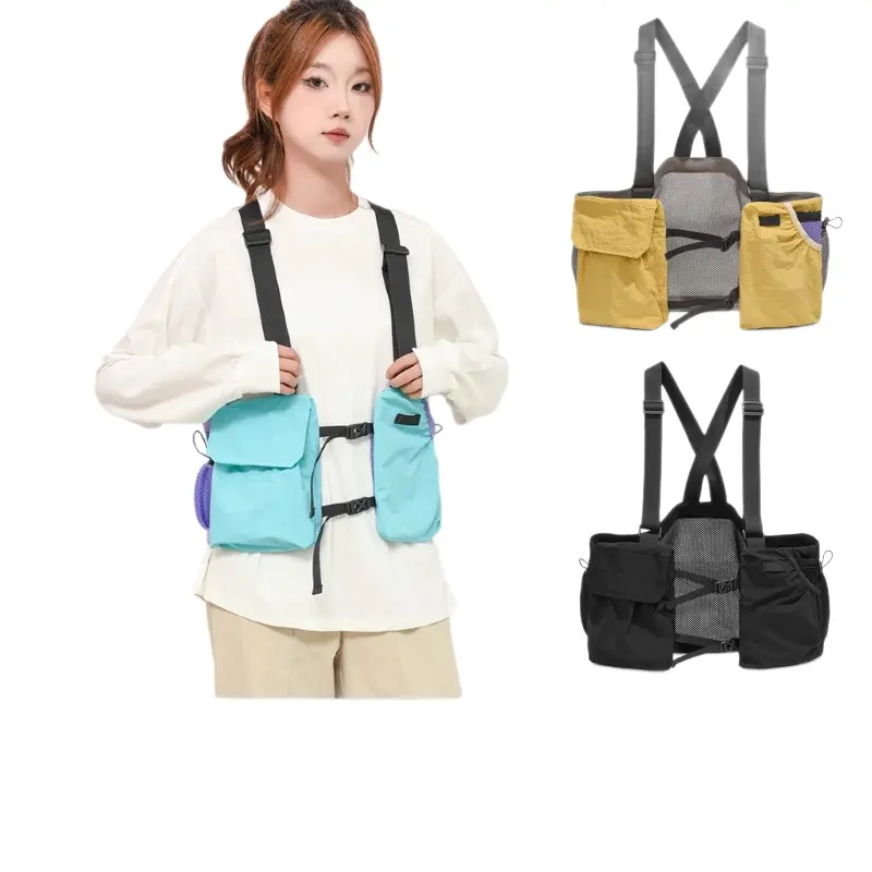 Techwear Streetwear Chest Rig - Lightweight Multi-Pocket Functional Vest with Adjustable Straps for Hiking / Light Outdoor, Daily Streetwear, Tech Enthusiasts